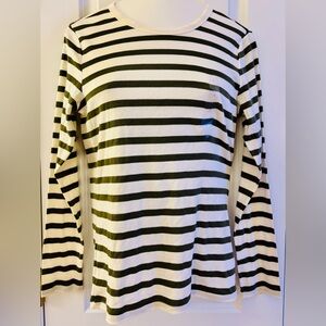 GAP, women’s sz L, Shirt, “Favorite Tee” Pullover, green & cream, striped NWT